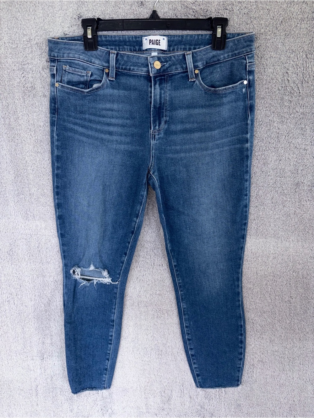 PAIGE Distressed Mid-Blue Skinny Jeans size 32